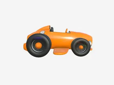 Cartoon Kart B07 Orange - Vehicle Racing Design Low-poly 3D model