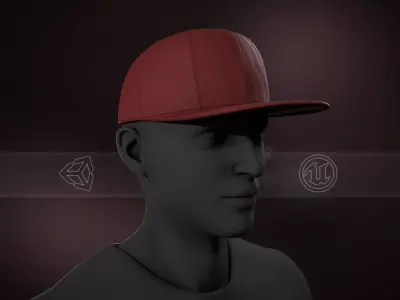 Red Snapback Cap Low-poly 3D model