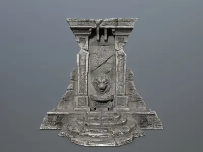 Lion fountain Low-poly 3D model