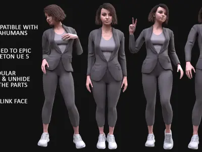 Businesswoman - Modular - Rigged Low-poly 3D model