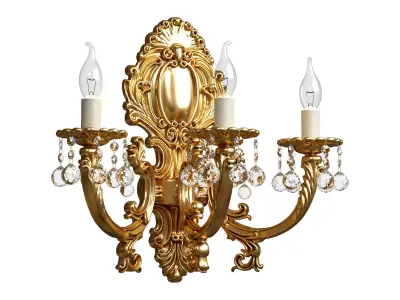 Golden sconce in classic style Decorative Crystal wall lamp 3D model