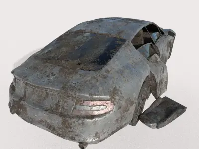 Damaged abandoned wrecked rusted Aston Martin car model 3D model