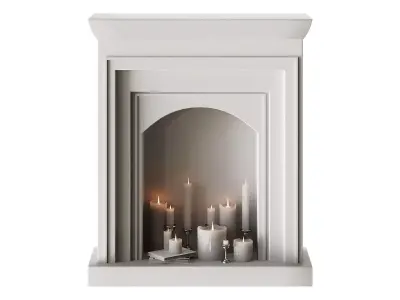 Fireplace with candles 3D model