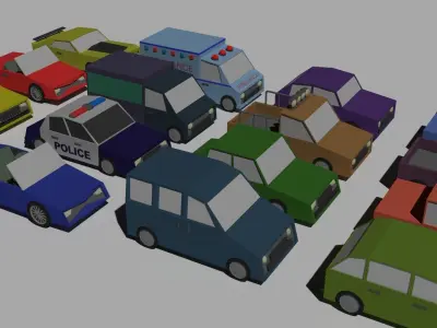 Lowpoly Polygon Cars Low-poly 3D model
