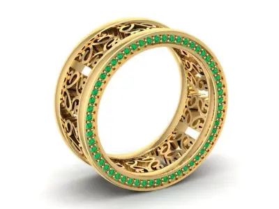 Luxury Filigree Diamond Eternity Band Ring Unisex 1592 3D print model