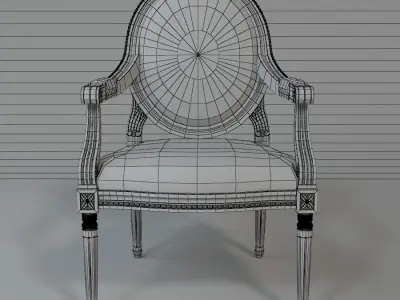 Chair ornately upholstered 3D model