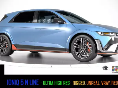 Ioniq5 N Line-highres-Rigged- Unreal redshift vray 3D model