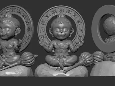 Cartoon Baby Hanuman 3D Model STL OBJ ZTL for CNC and 3D Print 3D print model