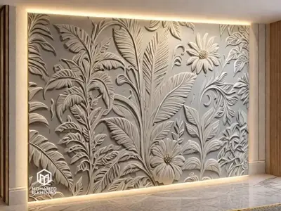  modern panel wall decor set relief stl mural CNC 273 3D model
