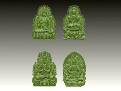 Bas-relief of Eight Buddhas 3D print model