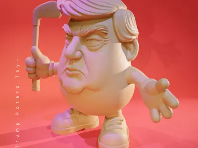 Golden Hair Potato - Silly 3D Character Model 3D print model