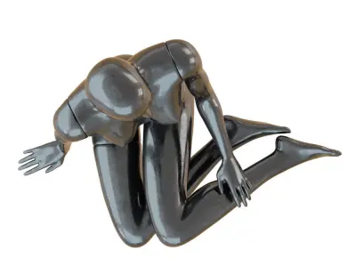 Female Black Mannequin Sitting On The Floor 3D model