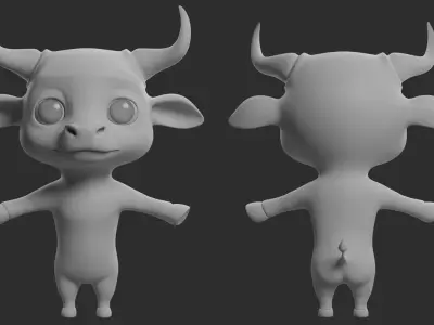 Bull Cartoon Low-poly 3D model