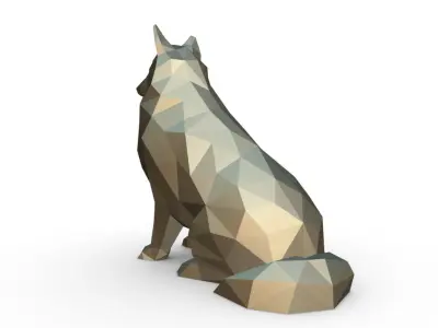 collie low poly dog 3D print model