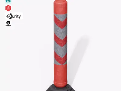 Safety Delineator Post Low-poly 3D model
