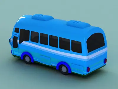 cartoon school bus taxi yellow toon coach toon london storey 3D model