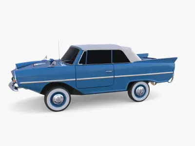 Amphicar 770 Blue Top Up Low-poly 3D model