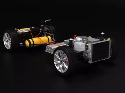 FWD Hydrogen Fuel Cell Car Chassis 3D model