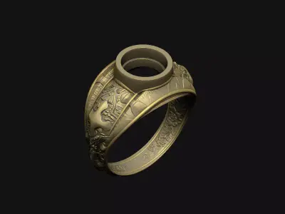 Cabochon design sterling silver brass bronze scroll-work 3D print model