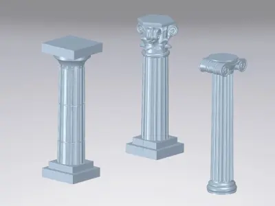 The 3 GREEK Columns - Pillar Orders Doric - ionic - Corinthian 3D print model