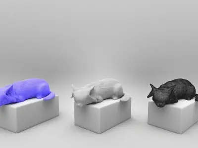 Lying dog 42 Low-poly 3D model