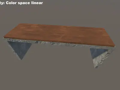 Bench with concrete base  Free low-poly 3D model