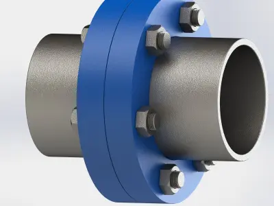 flange teflon-coated stainless steel pipe fittings 3D print model