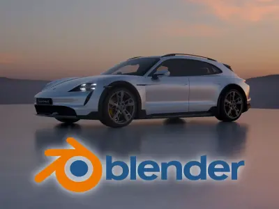 Sunset outdoor studio scene for automotive rendering 3D model