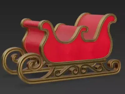 Luxury Santa Sleigh Low-poly 3D model