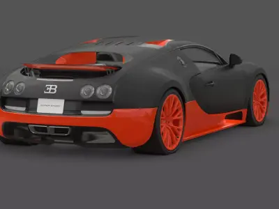 2010 Bugatti Veyron Super Sport 3D Model Hypercar Realistic Low-poly 3D model