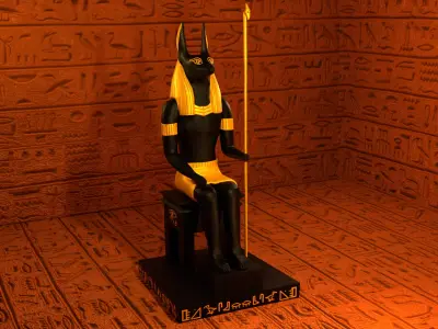 Egyptian god Anubis Sculpture Figure Low-poly 3D model