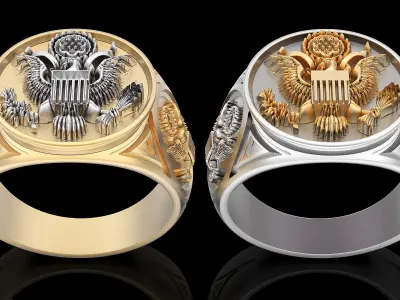 American eagle ring silver gold printable jewelry 3D model 3D print model