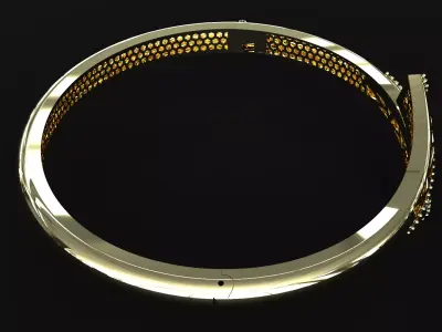 Luxury Gold Bangle Bracelet with Diamonds 3D print model 3D print model