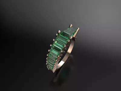 Baguette Ring 3D print model