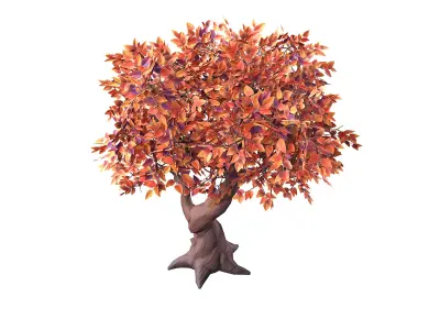 Stylized Tree 01 Autumn Free low-poly 3D model