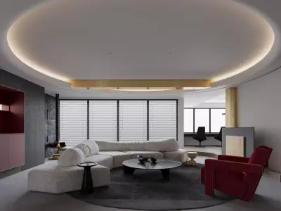 Modern living room dining room interior scenes  3D model 24