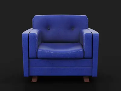 Fabric Armchair Low-poly 3D model