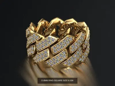 4 SIZE SQUARE CUBAN RING  3D Model Pack