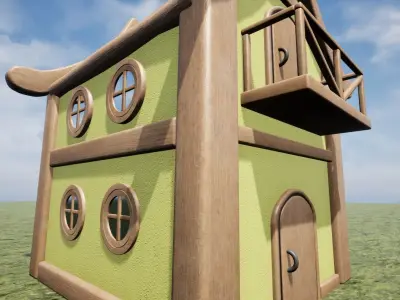 Medieval Fantasy Town Building 1 Game Ready Free low-poly 3D model