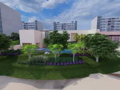 Beach Villa Landscape Design with Swimming pool 3D model