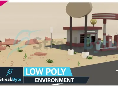 Low Poly Petrol Pump Environment Low-poly 3D model