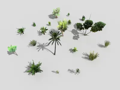 low poly foliage pack Low-poly 3D model