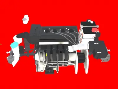 Car 4 Cylinder Engine Low-poly 3D model