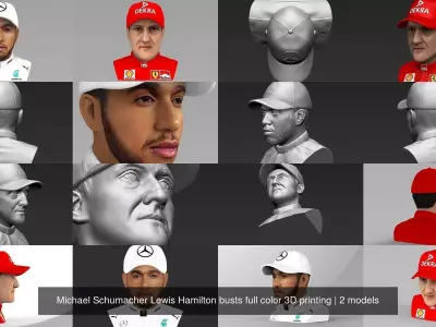 Michael Schumacher Lewis Hamilton busts full color 3D printing 3D Model Pack
