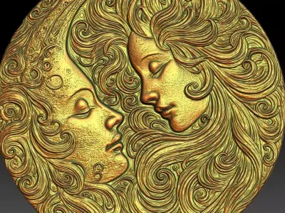 1 circle decoration CNC Relief Model 3D print model