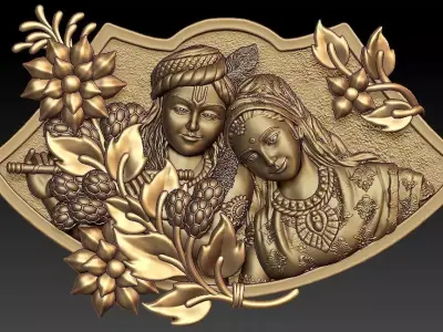 Radha Krishna Pendant 3D print model