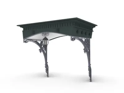 Classic iron wrought marquise-canopy-awning 3D model