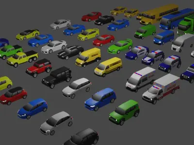 Low poly vehicle pack  Low-poly 3D model