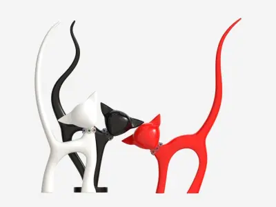 Decorative Ceramic Cats Set 3D model