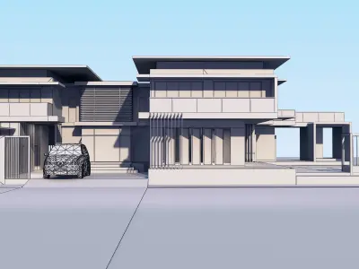 HQ Luxury Modern Pool Villa Design with Clubhouse style  3D model